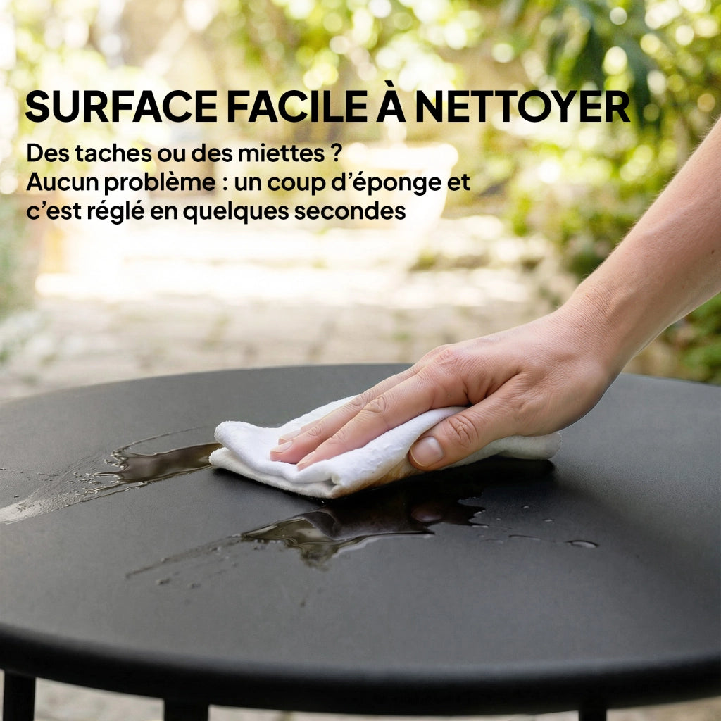 Tavolino da giardino rotondo ¨C Xylo ¨C Base a X in metallo nero ? 50 x 45,5 cm