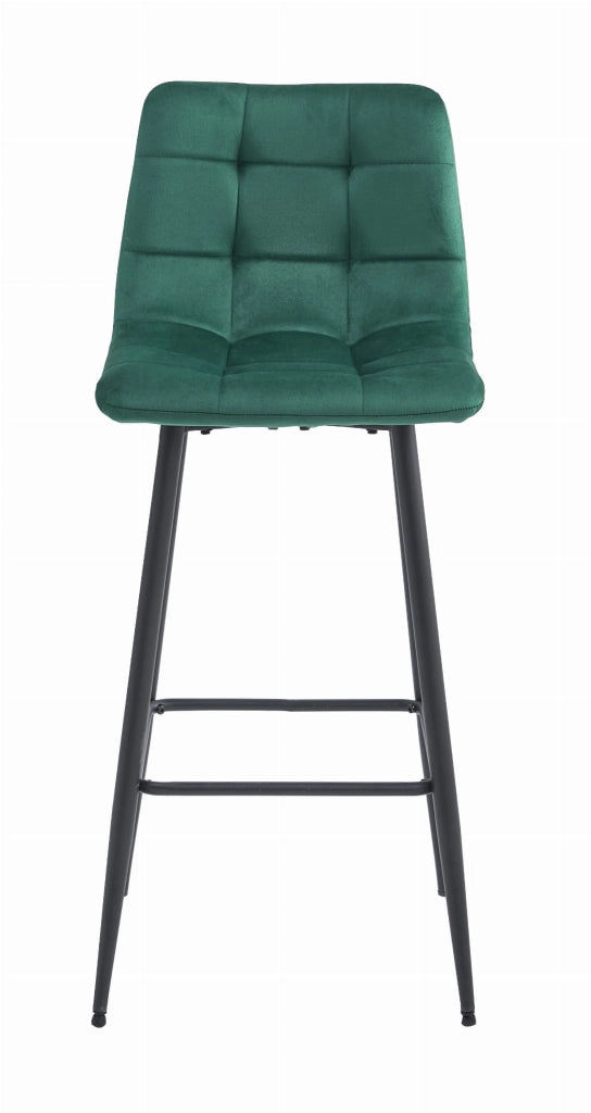 Sgabelli da bar Valora TEOTO in velluto verde scuro con gambe in acciaio nero x2
