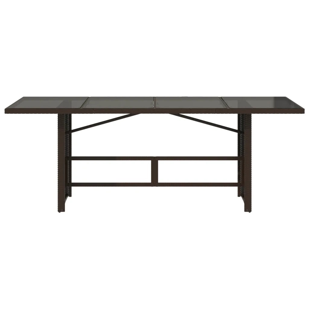 Tavolo Giardino Piano Vetro Marrone 190x80x74cm Polyrattan 365305