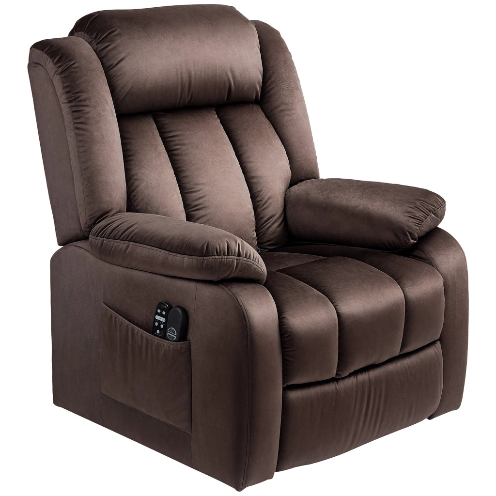 Poltrona Relax Alzapersona Massaggiante con Riscaldamento Lombare e Telecomando ¨C Xylo ¨C Marrone