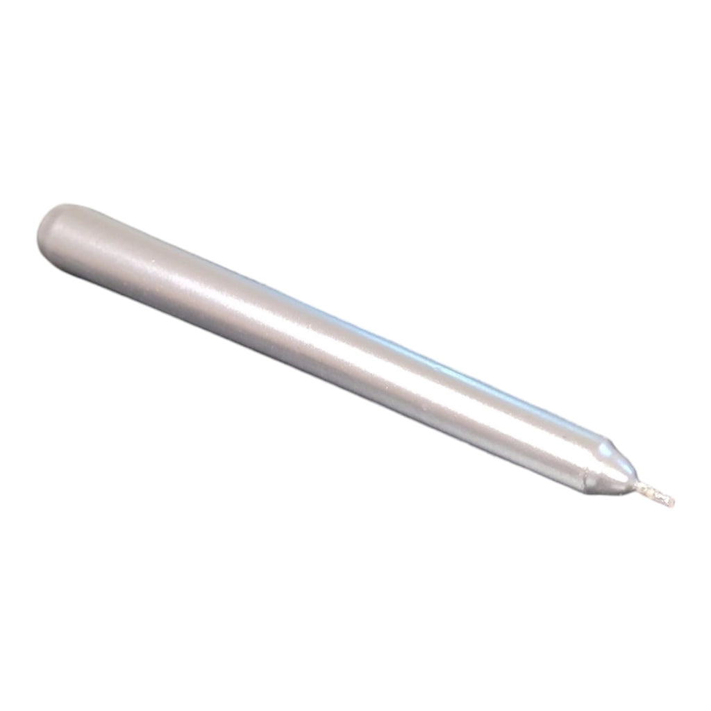 CANDELA CONICA METALLIZZATA SILVER ARGENTO CM 20 CON BASE 2 CM DECORAZIONE