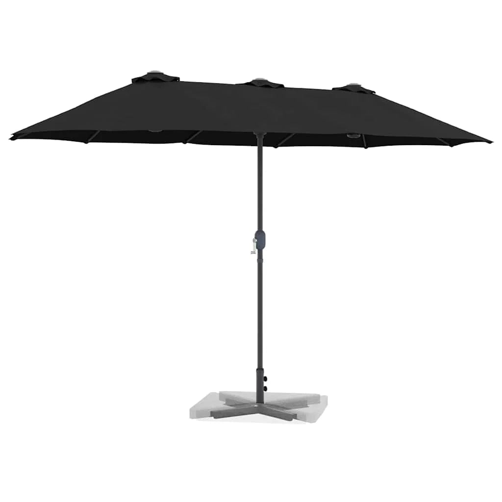 Ombrellone da giardino pieghevole e resistente 370 x 197 x 239 cm in poliestere nero. Codice articolo: 02_0058743.