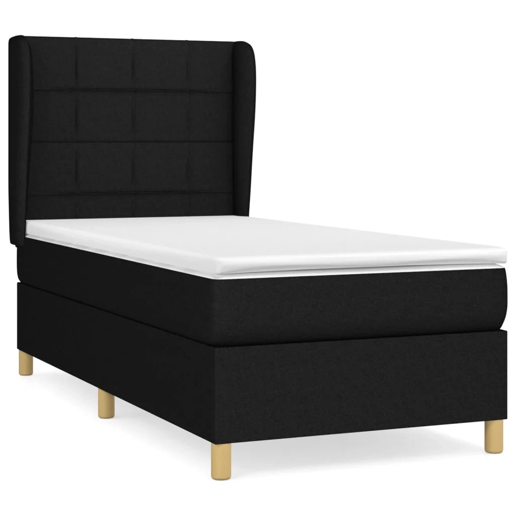 Giroletto a Molle con Materasso Nero 100x200 cm in Tessuto 3128503