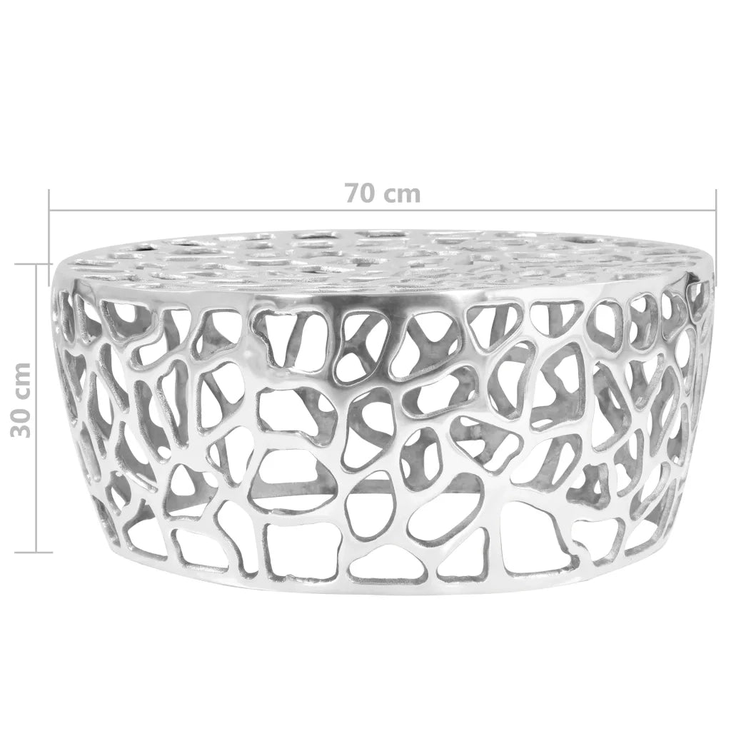 Tavolino da Salotto-Tavolino da soggiorno-Tavolo in Alluminio Martellato 70x30 cm Argento