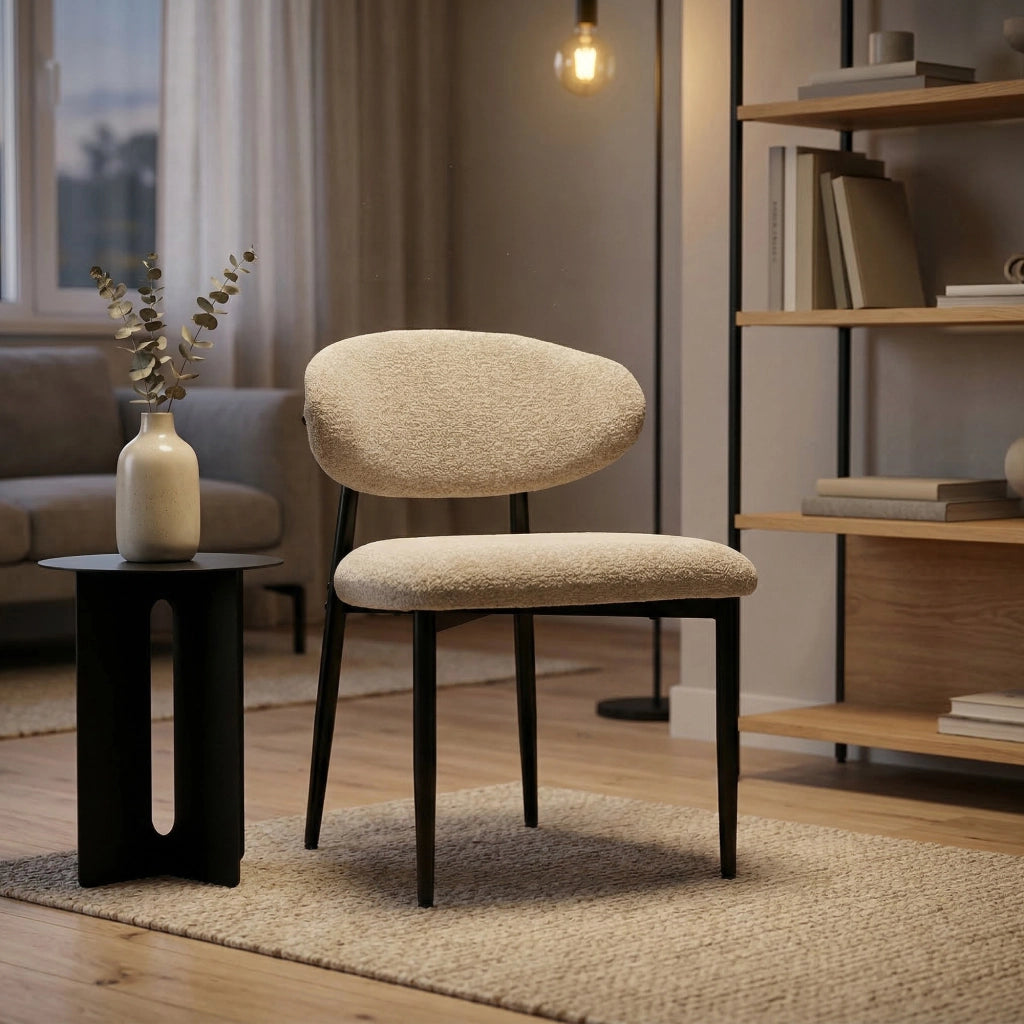 Sedia da pranzo imbottita ¨C Minimal ¨C Beige, metallo