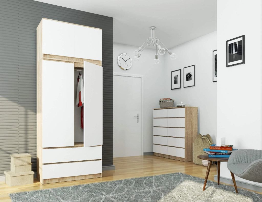 Sopralzo per armadio AKORD S90 Sonoma Quercia 90 cm 2 ante inserto frontale Bianco 90x51x55 cm
