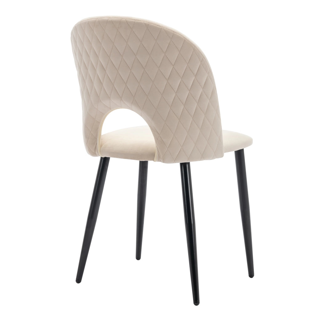 Set di 6 sedie da pranzo con schienale trapuntato e piedi regolabili in velluto beige