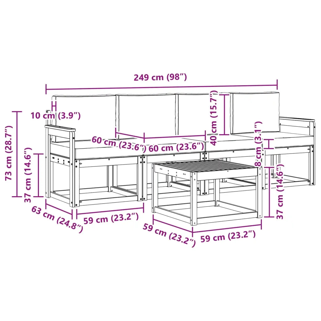 Set di divani da esterno 5 pz Bianco e Antracite 3387201