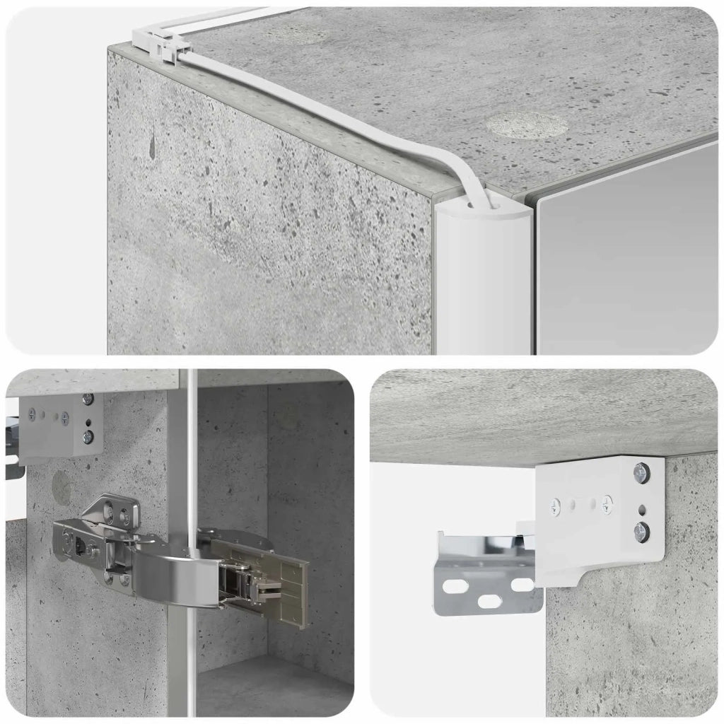 Mobiletto per specchio da bagno con lo scaffale Grigio cemento 889258
