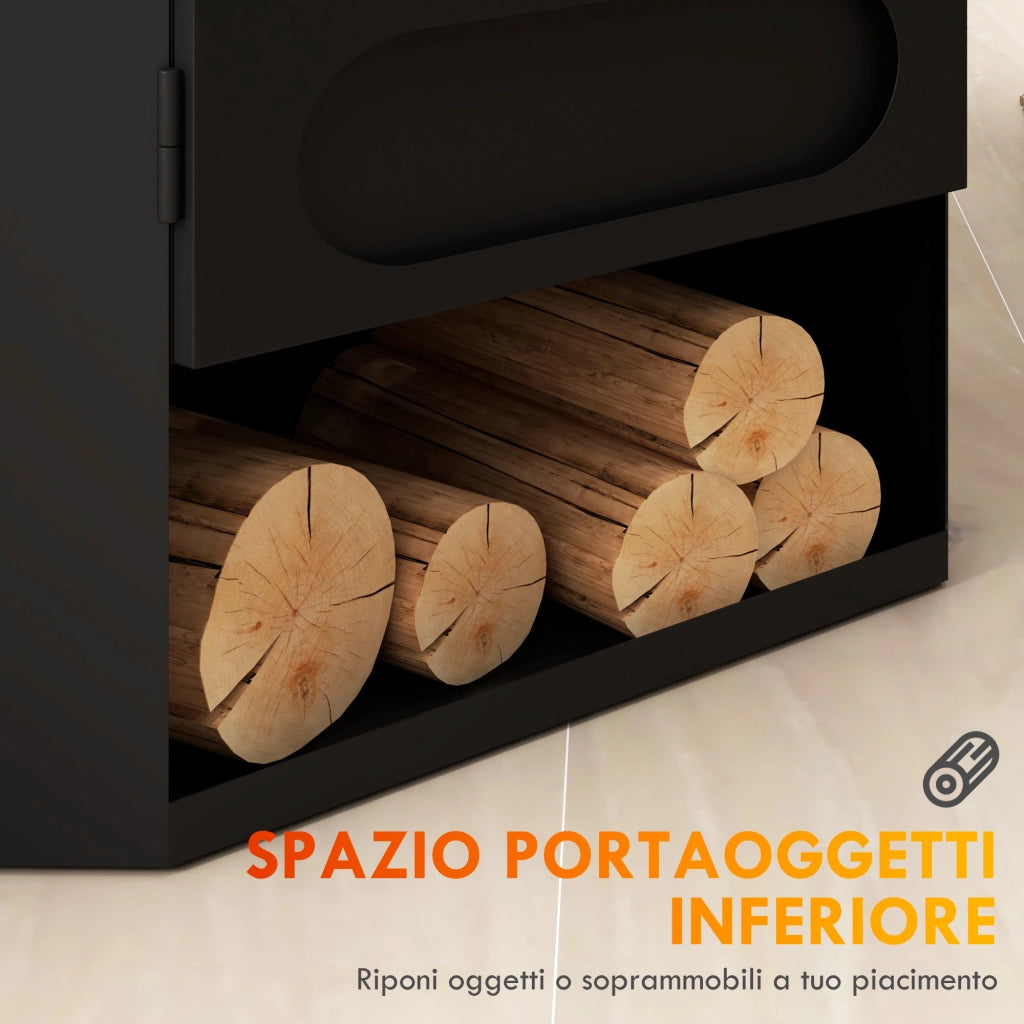 Camino a Bioetanolo Autoportante, Bruciatore da 1.2L Durata 3 Ore, Area Riscaldata 20-25 m2, Nero