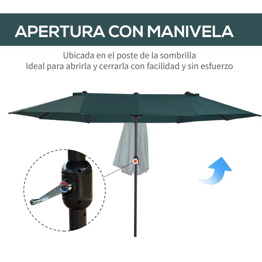 Ombrellone doppio per giardino ¨C Minimal ¨C Verde scuro 455x265x238 cm