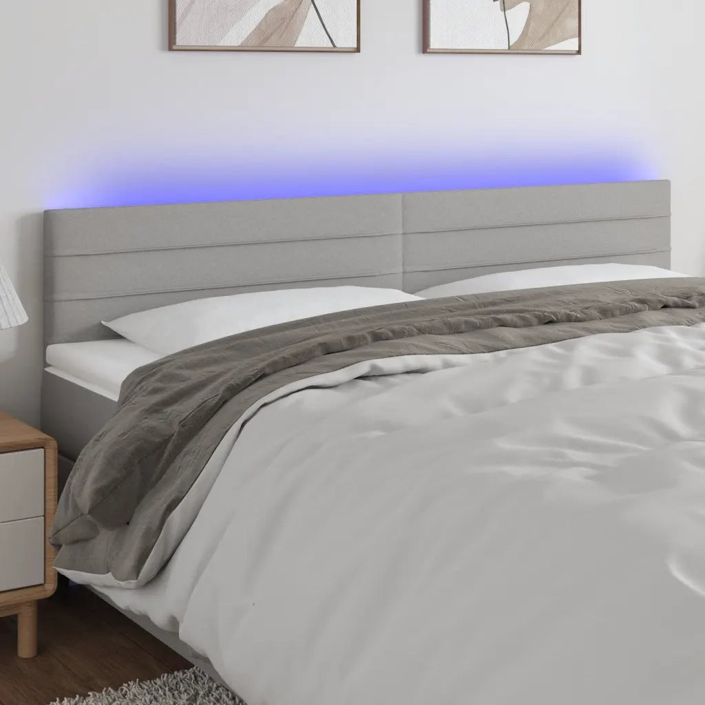 Testiera | Testata a LED Grigio Chiaro 200x5x78/88 cm in Tessuto
