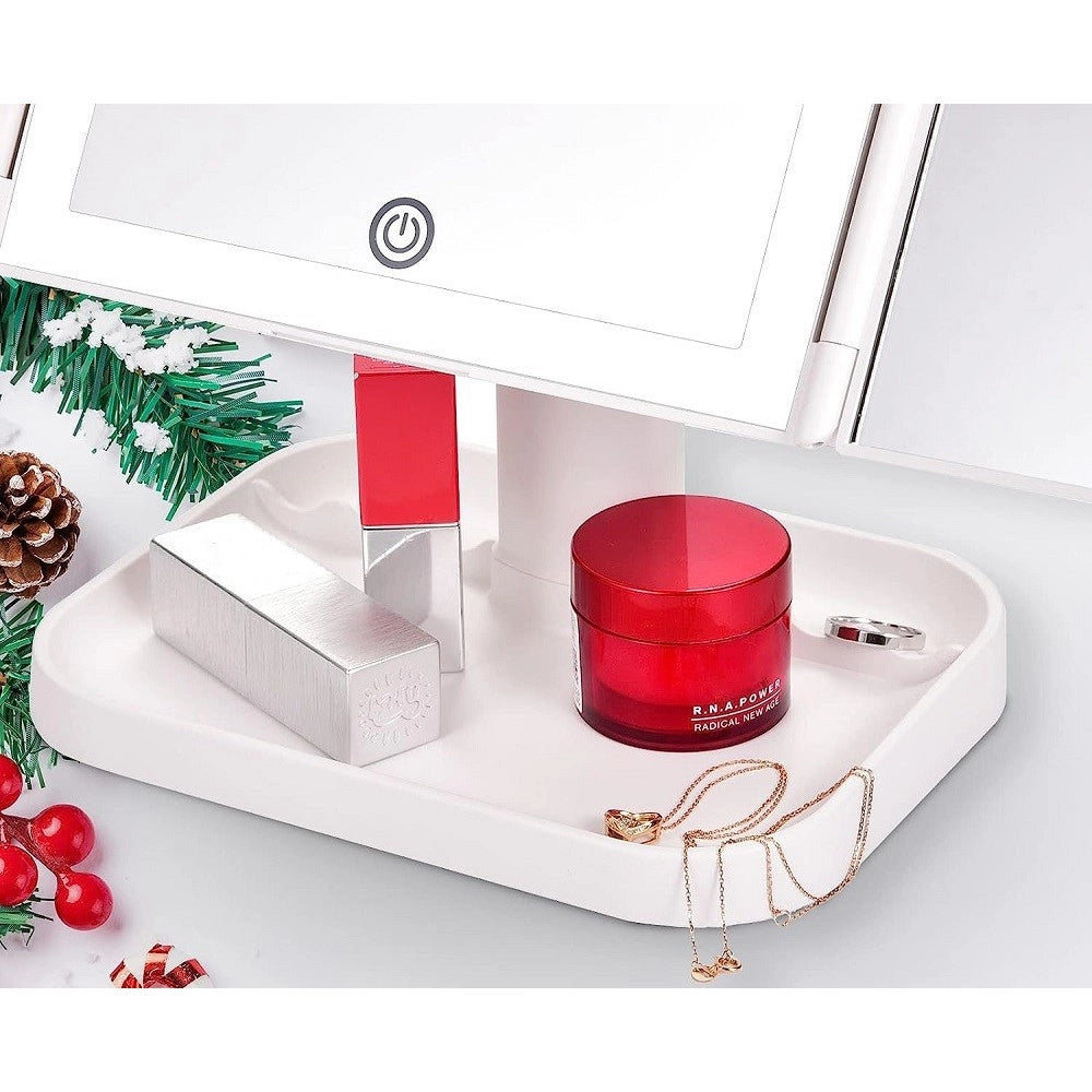Trade Shop - Specchio Trucco Con Ingranditore 10x 3x 2x Illuminazione A 3 Colori 72 Led Touch -