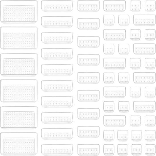 Organizzatore per cassetti - contenitori per cassetti trasparenti in plastica - 60 pezzi