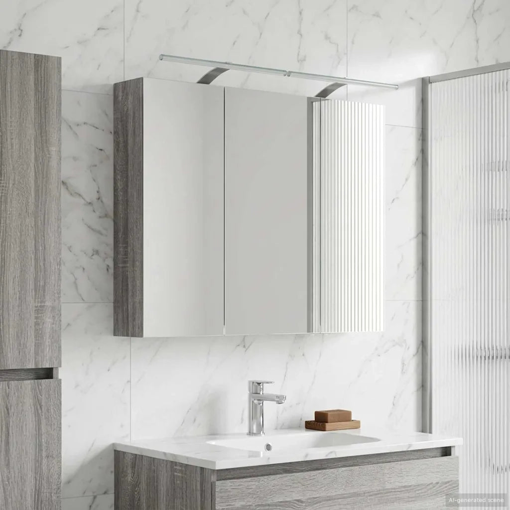Mobiletto per specchio da bagno con lo scaffale Grigio Sonoma 889132