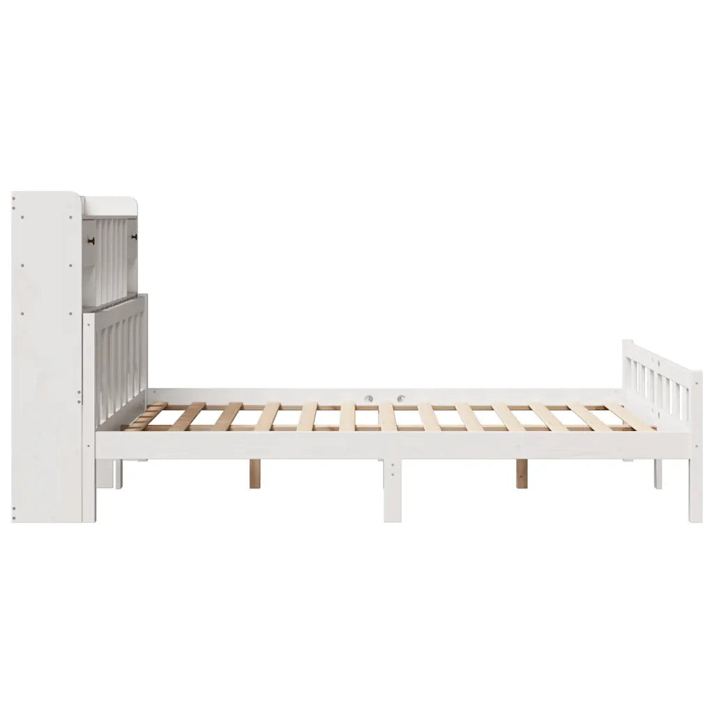Letto Libreria senza Materasso Bianco 150x200 cm Legno di Pino 3322175