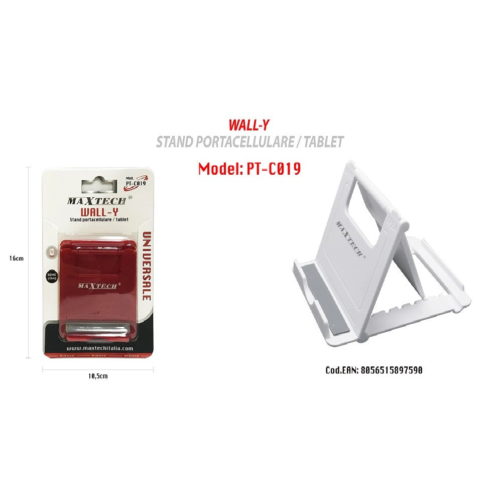 Trade Shop - Portacellulare Stand Cellulari Tablet Supporto Universale Tavolo Maxtech Pt-c019 -