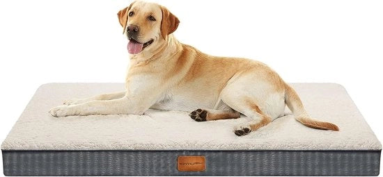 Letto per cani ortopedico, 112 x 81 x 7,6 cm, morbido, cuscino per cani, lavabile, materasso per cani, grigio/crema, per cani grandi