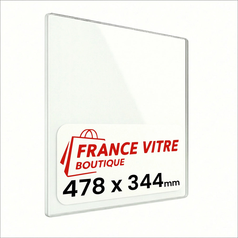 478 x 344 x 4 mm - Vetro per stufa a legna - vetro camino di ricambio - vetro per caminetto resistente al fuoco - France Vitre