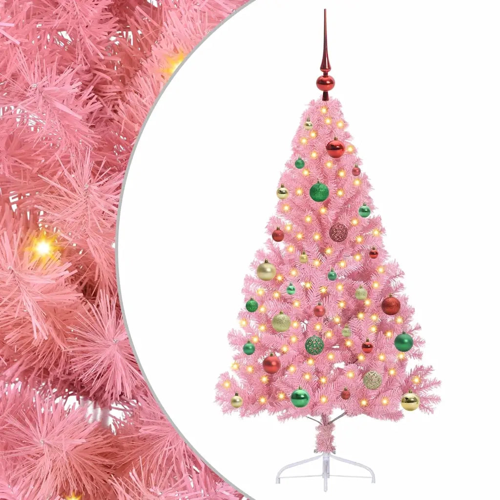 Albero di Natale | Decorazioni natalizie artificiale con luci integrate Rosa 150 cm PVC