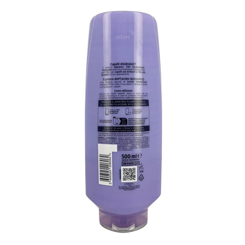 L'ORÉAL PARIS ELVIVE SHAMPOO HYDRA HYALURONIC 72H IDRATAZIONE PROFONDA CON ACIDO IALURONICO PER CAPELLI DISIDRATATI 500 ML