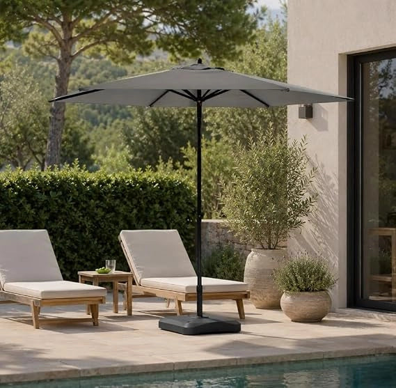 Ombrellone da Giardino Ø230 cm Colore Grigio con Struttura in Acciaio e Telo Impermeabile in Poliestere