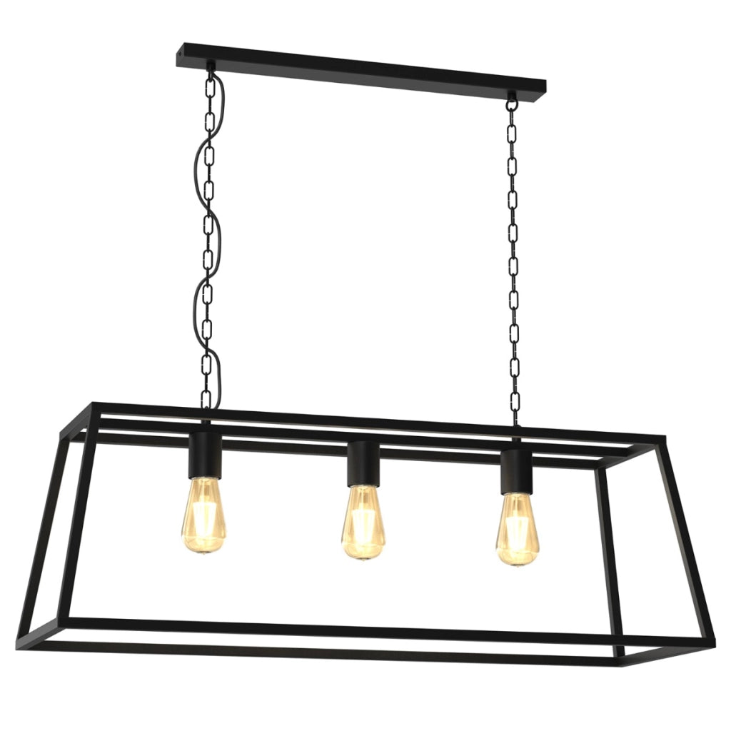 Lampada a sospensione industriale Frame nera 3xE27 Luminex
