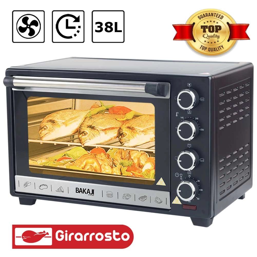 Forno Elettrico Ventilato 38 LT con Girarrosto Luce Interna Timer 1600W