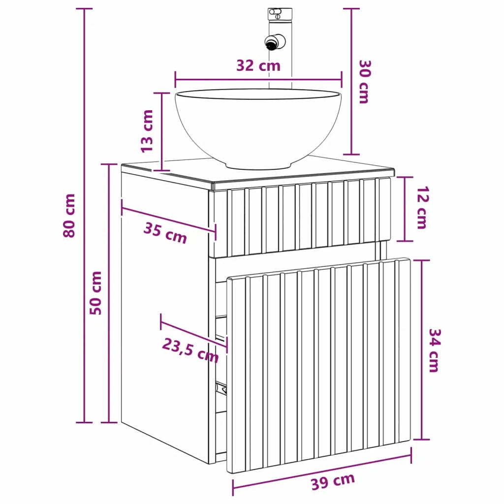 Mobile lavabo da parete Rovere Artigianale 39 x 35 x 63 cm 890551