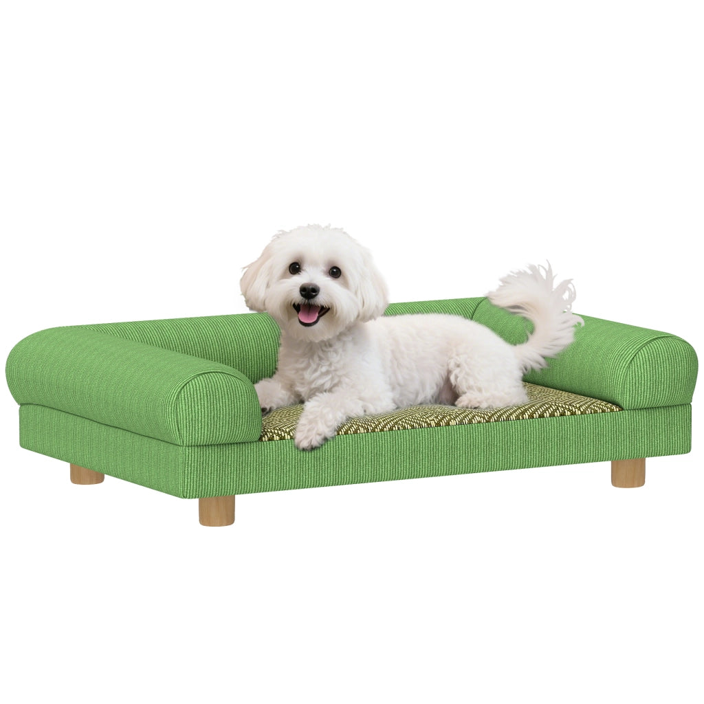Cuccia per cani e gatti rialzata in velluto ¨C zephmum ¨C verde 63x41x17 cm
