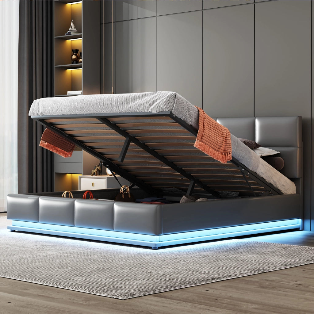 letto imbottito ecopelle grigio 160 x 200 cm