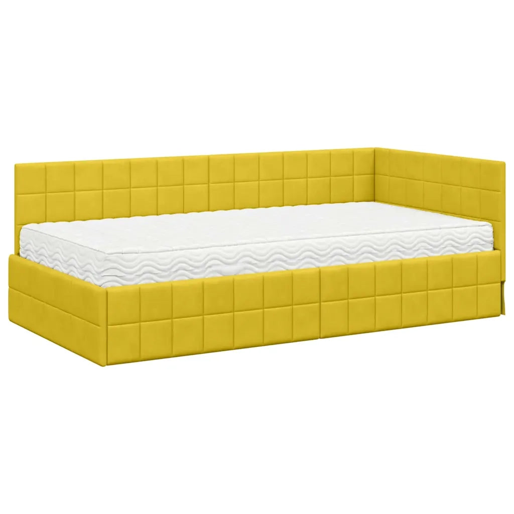 Struttura Letto Angolare con Materasso 2 pcs Giallo Velluto 3393954