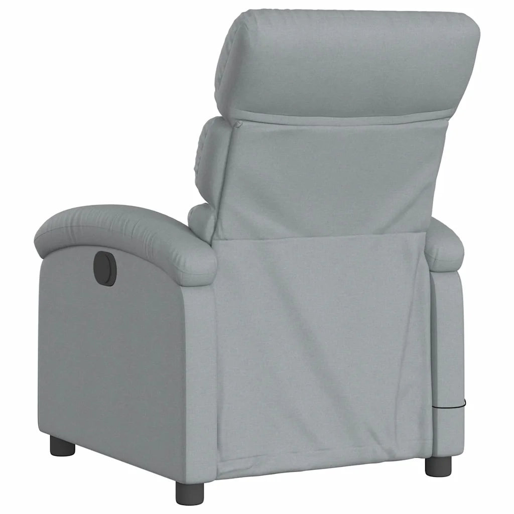 Poltrona | Sedia Relax Reclinabile Massaggio Elettrica Grigio Chiaro Tessuto
