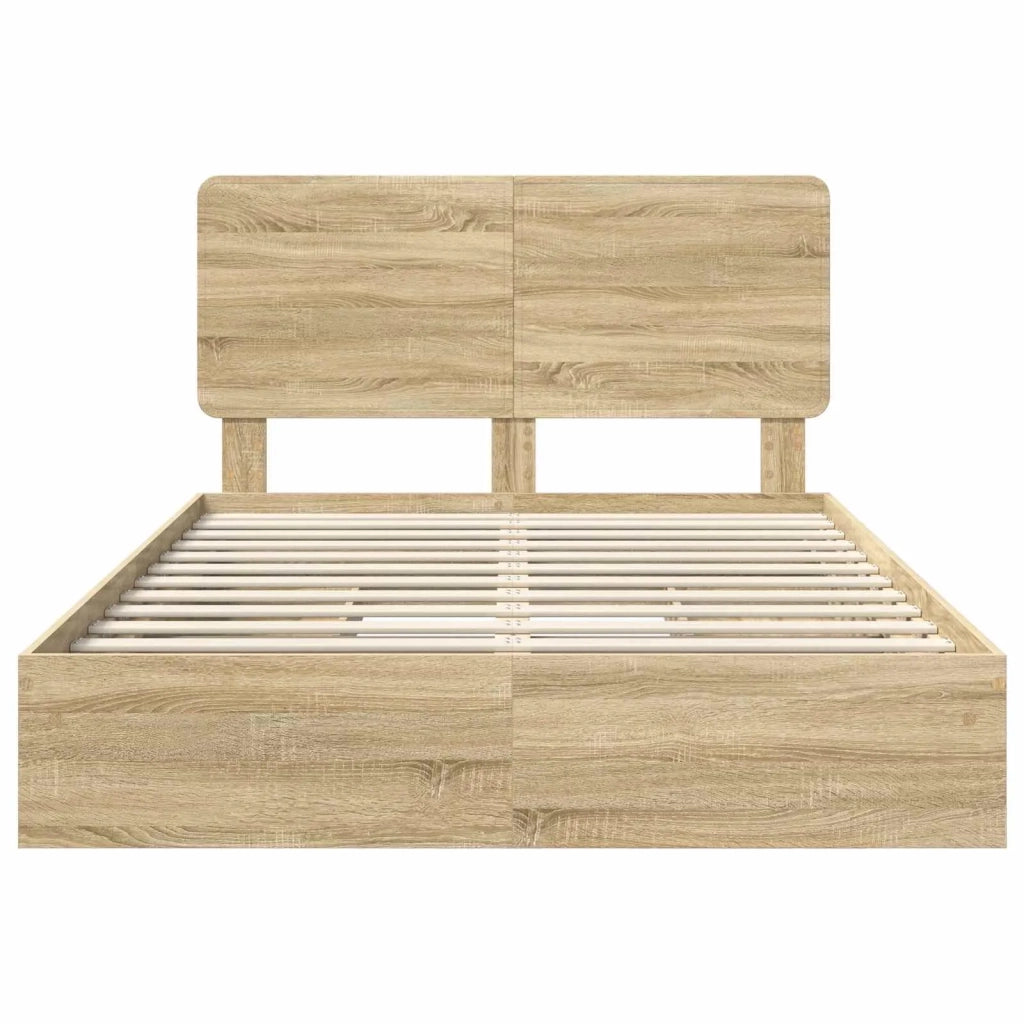 Letto matrimoniale | Letto per adulti | Letto con Contenitore con testiera Rovere Sonoma 140 x 190 cm