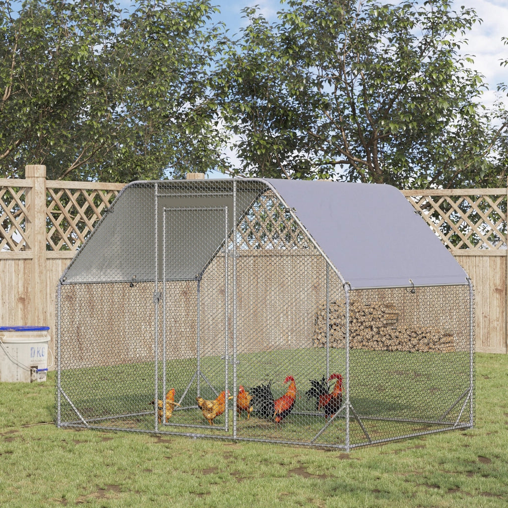 Recinto per Galline ¨C Xylo ¨C Acciaio con Telo di Copertura, 280x190x195 cm