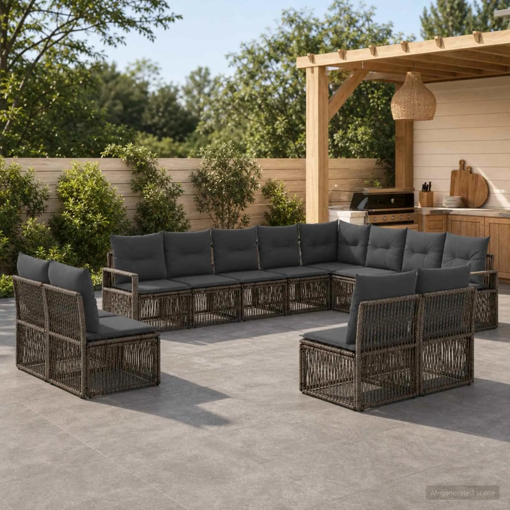 Set Divano da Giardino 12 pz Grigio polyrattan 3435869