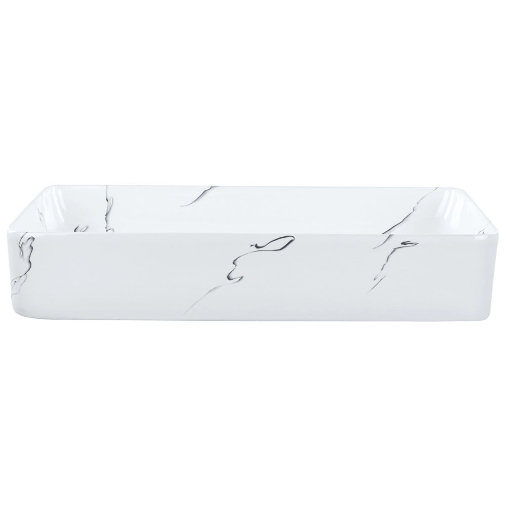 Lavabo da appoggio in ceramica bianca effetto marmo 610 x 350 mm Lavabo da bagno rettangolare stile Glam