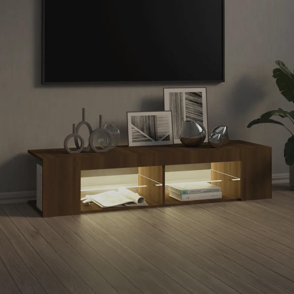 Mobile TV | Armadietto TV | Mobile Porta TV con Luci LED Rovere Marrone 135x39x30 cm
