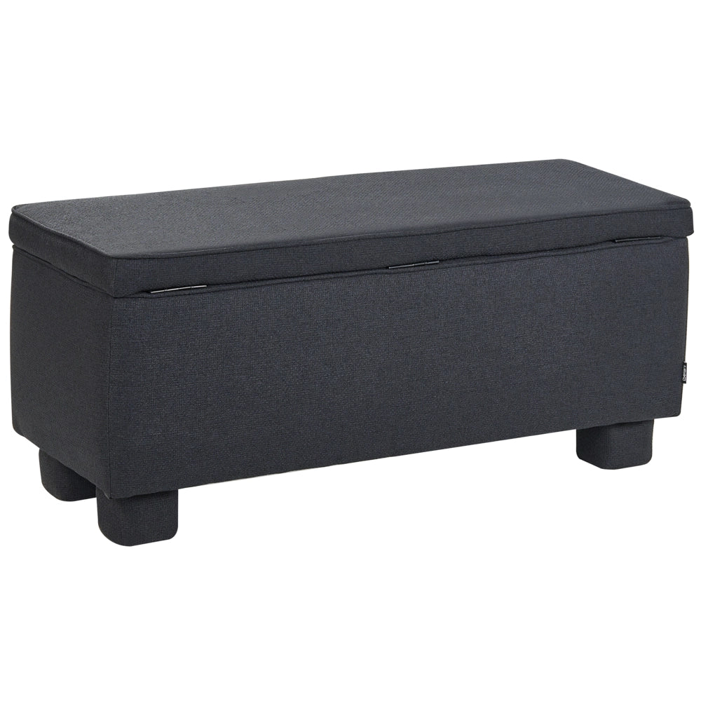 Panca da ingresso con contenitore gambe in legno di pioppo in tessuto facile da pulire nero piano ribaltabile stile moderno