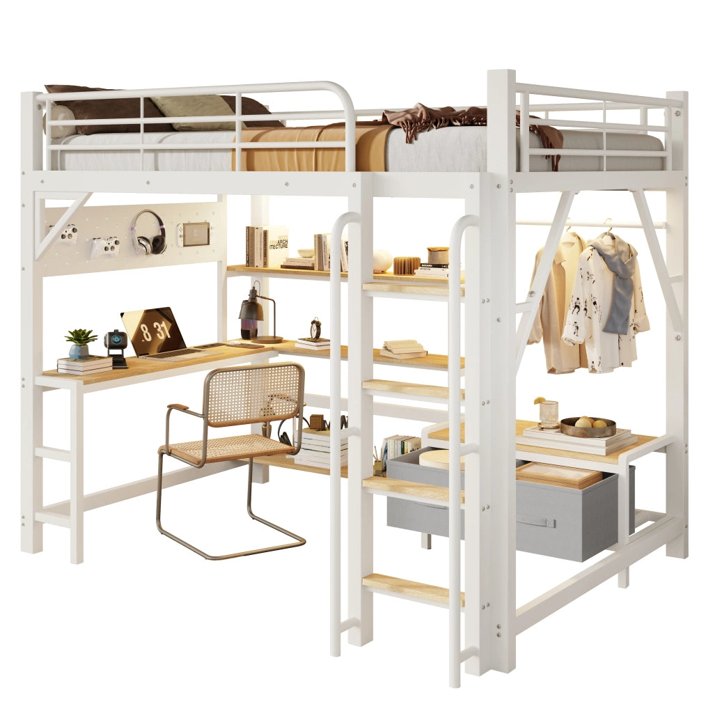 letto a castello metallo mdf bianco 140 x 200 cm