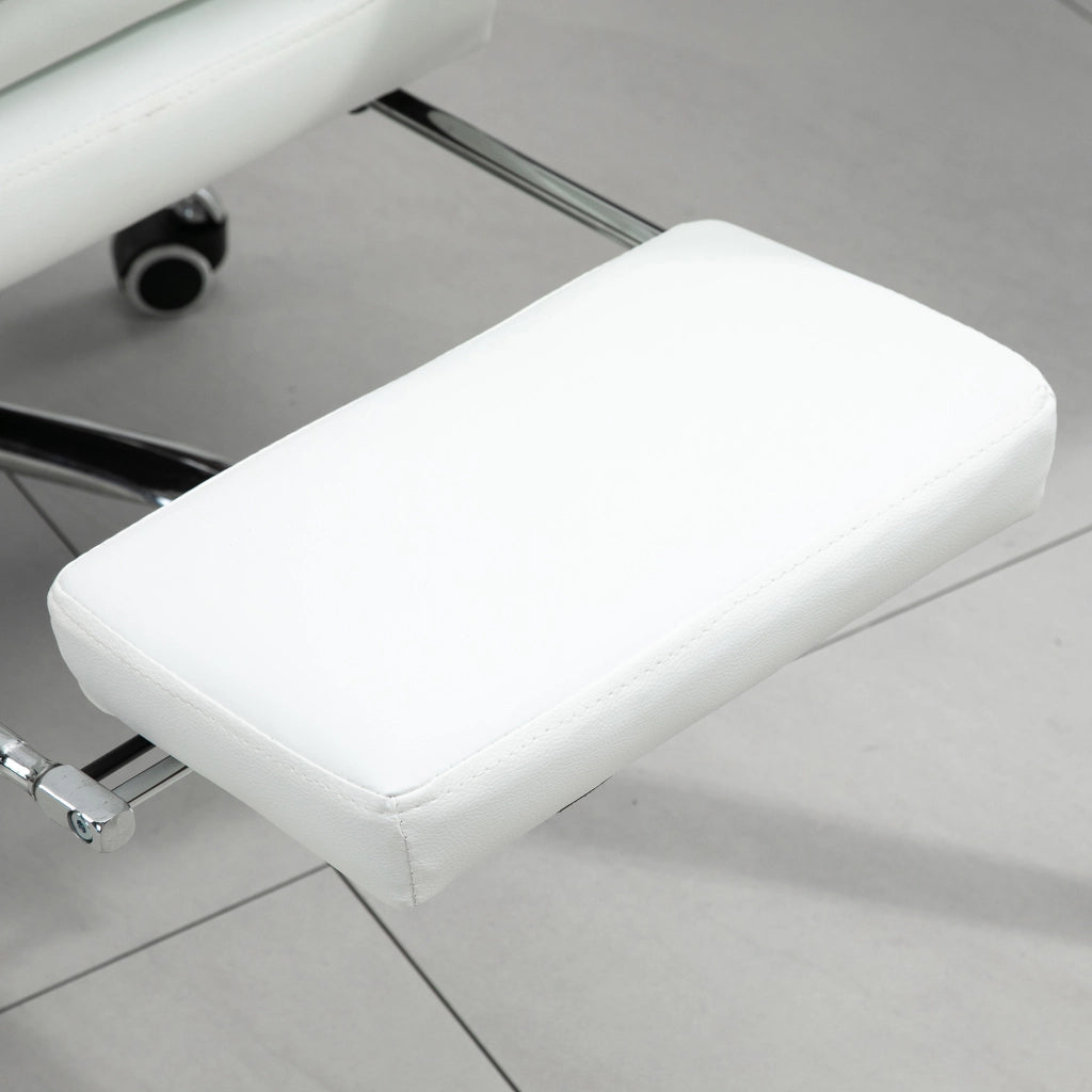 Sedia da ufficio ergonomica con braccioli e poggiapiedi ¨C Minimal ¨C regolazione altezza, imbottita in similpelle, bianco