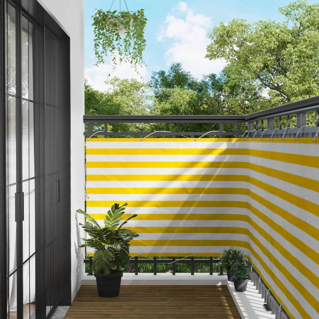 Schermo da balcone Giallo e Bianco 110 x 300 cm Tessuto Oxford 42030629