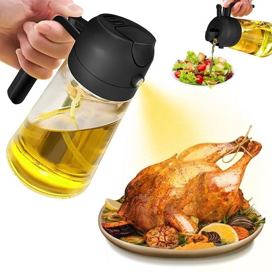 Oliometro 2 in 1 per olio da cucina, flacone da 500 ml per misurazione dell'olio, strumento per la cottura, oliometro di alta qualità per la cucina, flacone di olio