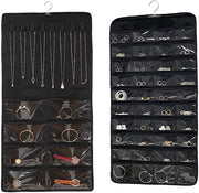 Organizzatore di gioielli a doppia faccia - 48 cassette - Orecchini, collane e anelli - Disegno spazievitore - Sostegno per orecchini, collane e anelli