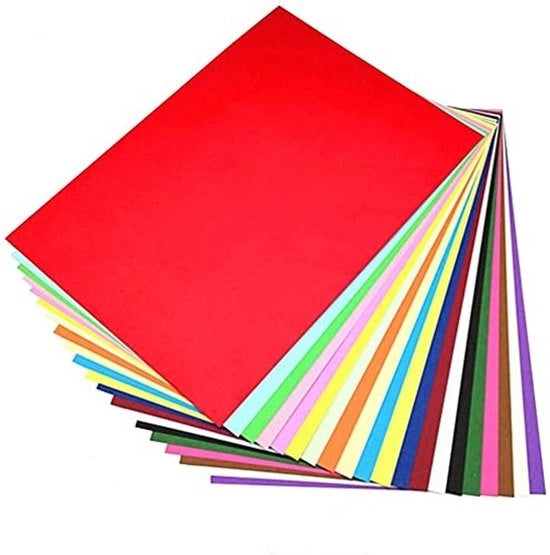 Papier A4 Colorato - Confezione da 100 pezzi - 20 Colori - Adatto per Attività di Creatività - Origami - Fotocopiatura - 80 gsm - Carta per Attività di Creatività