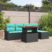 Set da Pranzo per Giardino con cuscino 6 pcs Nero e Verde acqua 3349829