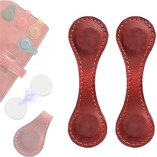 Due pezzi di legature magnetiche in pelle, clips personalizzabili per bambini, testi per bambini, amanti dei libri, per la classe, clips magnetiche riutilizzabili per legature e organizzazione - Bordeaux - 10*3CM