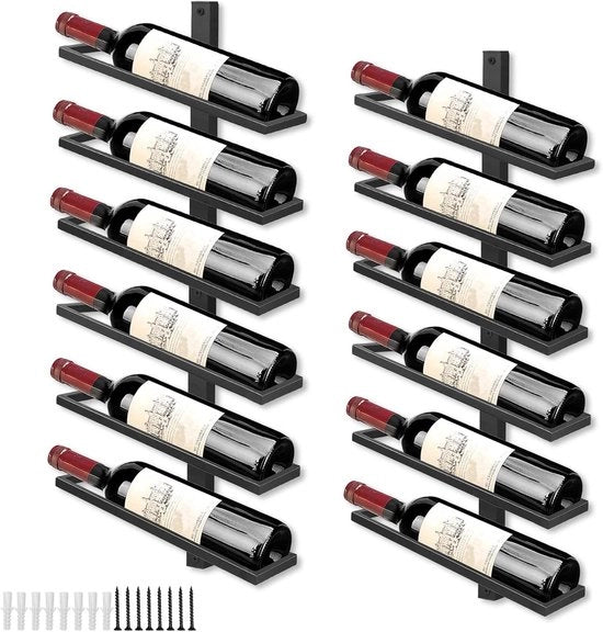 Wijnrek per 12 flessen - Sostegno metallico appeso per vino - 4 pezzi