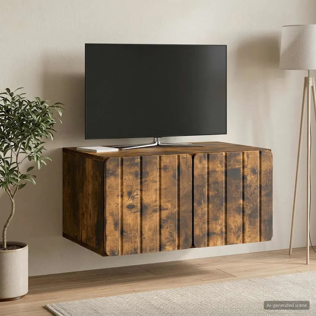 Mobile Porta TV da Muro Rovere Fumo 59,5 x 41 x 30 cm 898340