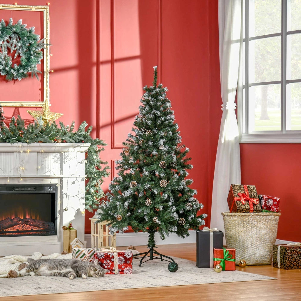 Albero di Natale Artificiale 180cm ¨C Xylo ¨C 676 Rami, 41 Pigne, Effetto Neve